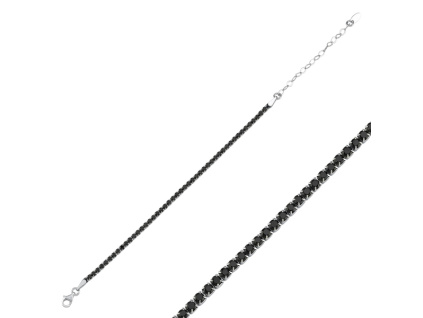 Strieborný tenisový náramok BLACK s čiernymi zirkónmi od OLIVIE.cz