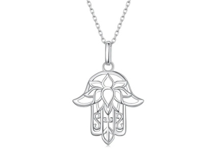 Strieborný náhrdelník HAMSA, ochranný symbol, ruka Fátimy zo strieborníctva OLIVIE.sk