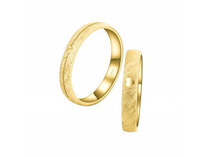 Strieborný pozlátený snubný prsteň TLKOT SRDCA GOLD zo strieborníctva OLIVIE.