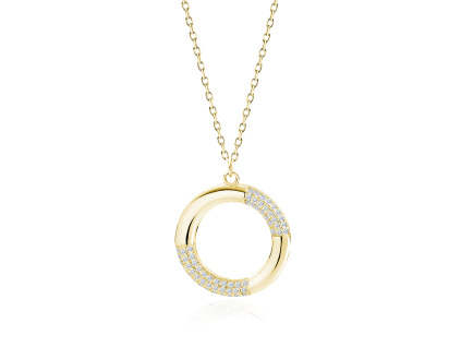 Strieborný náhrdelník KRUH GOLD pozlátený 14 K zlatom zo strieborníctva OLIVIE.