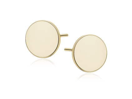 Strieborné okrúhle náušnice PECKY majú priemer 1 cm. Zapínajú sa na puzetu. Pozlátené 14K zlatom.