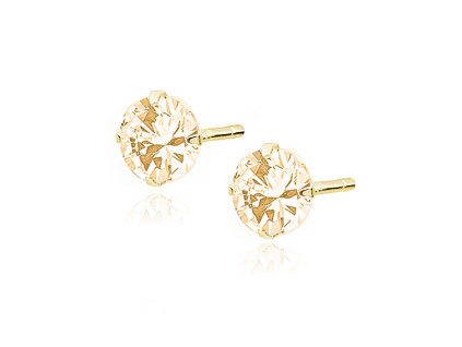 Strieborné náušnice 5mm CHAMPAGNE pozlátené 14K žltým zlatom zo strieborníctva OLIVIE.