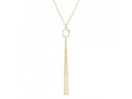 Strieborný náhrdelník OVÁL GOLD s retiazkami je pozlátený 14K žltým zlatom zo strieborníctva OLIVIE.