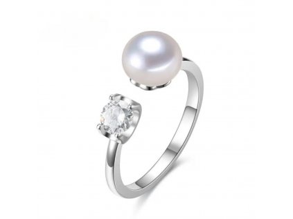 Strieborný prsteň pravá perla POTATO zo strieborníctva OLIVIE.