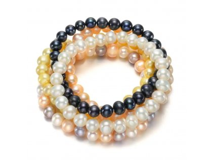 Náramok z viacfarebných sladkovodných perál POTATO AA s priemerom 7-8 mm zo strieborníctva OLIVIE. Pravé perly.