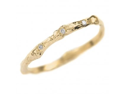 Strieborný prsteň KÔRA STROMU GOLD je pozlátený žltým zlatom. Strieborníctvo OLIVIE.