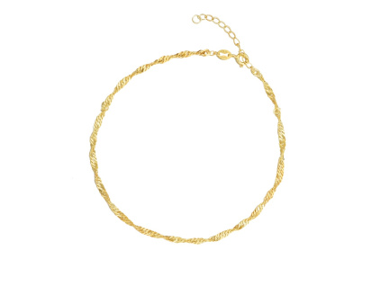 Strieborná pozlátená retiazka na nohu s nastaviteľnou dĺžkou 23-26cm SINGAPORE GOLD zo strieborníctva OLIVIE.