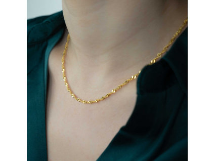 Strieborný pozlátený 18K žltým zlatom retiazka 50 cm SINGAPORE GOLD zo strieborníctva OLIVIE.sk