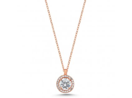 Strieborný náhrdelník ZIRKON ROSE je pozlátený ružovým zlatom. Strieborníctvo OLIVIE.