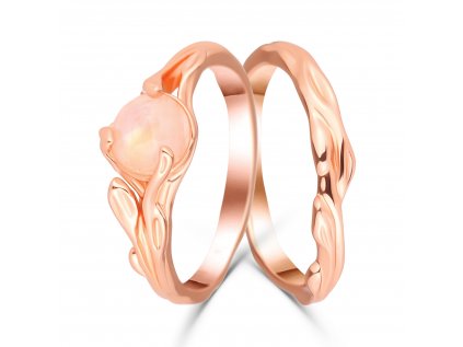 Dva strieborné prstene MESAČNÝ KAMEŇ pozlátené ružovým zlatom zo strieborníctva OLIVIE.