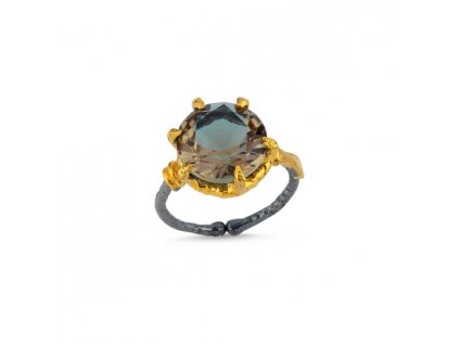 Strieborný prsteň ARANKA - sultanitový prsteň s čiernym ródiom zo strieborníctva OLIVIE.