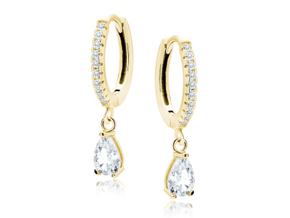 24954 stribrne krouzky kapka gold pozlacene 14k zlatem romanticky darek pro pritelkyni ze stribrnictvi olivie