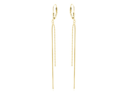 Visacie náušnice s retiazkami GOLD sú pozlátené 14K zlatom. Strieborníctvo OLIVIE.