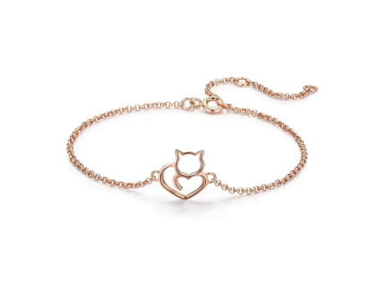 25037 stribrny naramek zamilovana kocka rose je ruzove pozlaceny romanticky darek pro holky stribrnictvi olivie