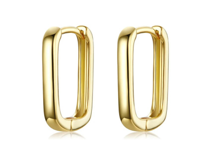 Strieborné obdĺžnikové náušnice GOLD pozlátené.