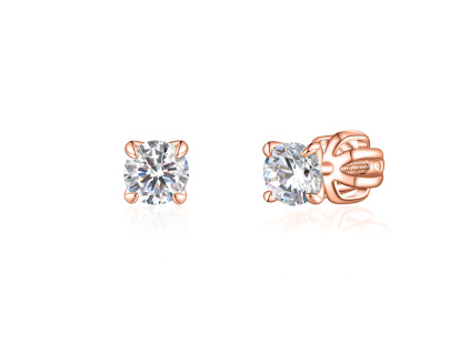 25262 stribrne 4mm nausnice na sroubek pippi rose pozlacene ruzovym zlatem vhodne i do druhe usni dirky