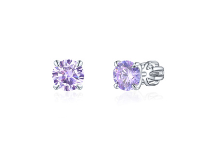 Strieborné 6mm náušnice na skrutku PIPPI PURPLE fialové zo strieborníctva OLIVIE.