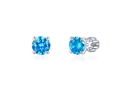 Strieborné 6mm náušnice na skrutku PIPPI BLUE modré zo strieborníctva OLIVIE.
