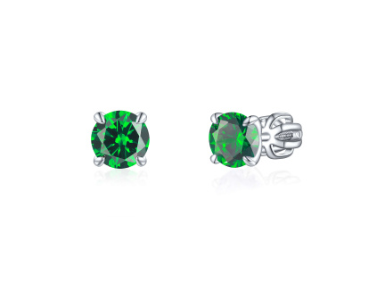 Strieborné 6mm náušnice na skrutku PIPPI GREEN zelené zo strieborníctva OLIVIE.