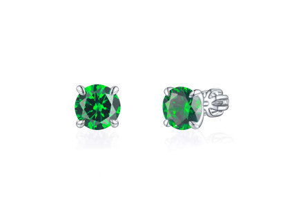 Strieborné 7mm náušnice na skrutku PIPPI GREEN zelené zo strieborníctva OLIVIE.