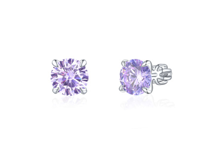 Strieborné 8mm náušnice na skrutku PIPPI PURPLE fialové zo strieborníctva OLIVIE.