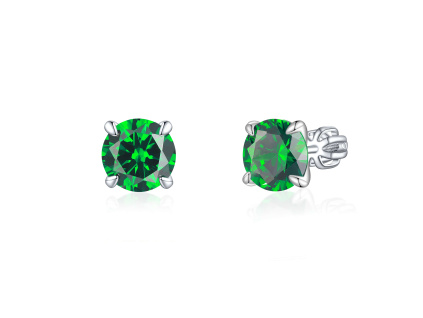 Strieborné 8mm náušnice na skrutku PIPPI GREEN zelené zo strieborníctva OLIVIE.