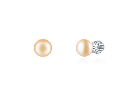 Strieborné náušnice na skrutku 6mm PERLY PEACH AAA zo strieborníctva OLIVIE.