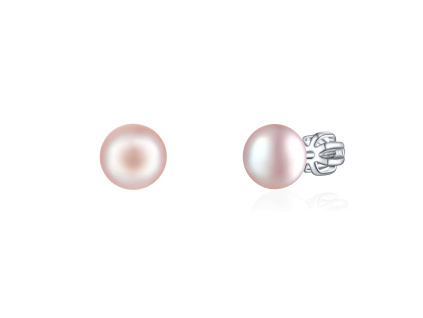 25364 stribrne nausnice na sroubek 7mm perly pink aaa ze stribrnictvi olivie nejkrasnejsi vanocni darek pro zenu