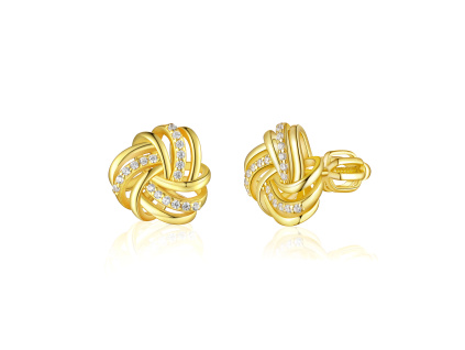 25502 1 luxusni damske stribrne propletene nausnice uzel gold pozlacene na sroubek ze stribrnictvi olivie