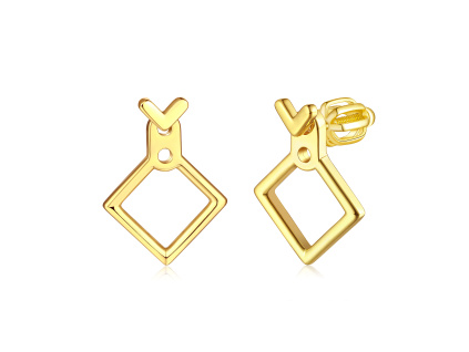 Strieborné geometrické náušnice GOLD pozlátené so zapínaním na skrutku.