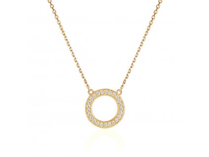 Strieborný luxusný náhrdelník KRUH GOLD je pozlátený. Strieborníctvo OLIVIE.