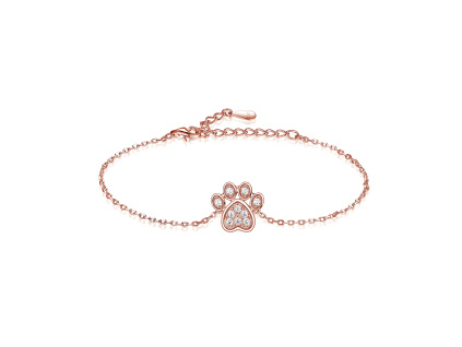 Strieborný detský náramok LABKA ROSE so srdiečkom je pozlátený ružovým zlatom zo strieborníctva OLIVIE.