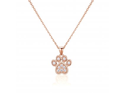 Strieborný detský náhrdelník TLAPKA ROSE pozlátený ružovým zlatom zo strieborníctva OLIVIE.