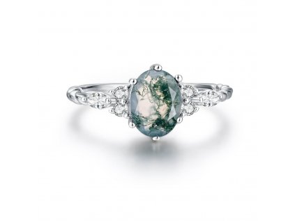 Najkrajší luxusný strieborný prsteň MACHOVÝ ACHÁT zo strieborníctva OLIVIE.