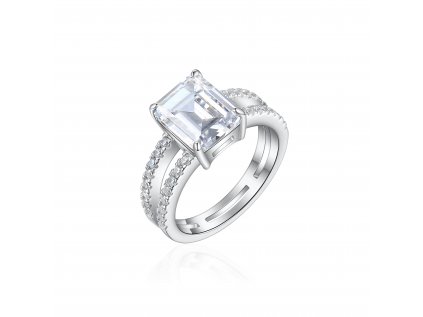 Strieborný luxusný prsteň VIVIEN s obdĺžnikovým kameňom zo strieborníctva OLIVIE.