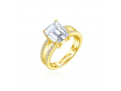Strieborný luxusný prsteň VIVIEN s obdĺžnikovým kameňom zo strieborníctva OLIVIE.sk
