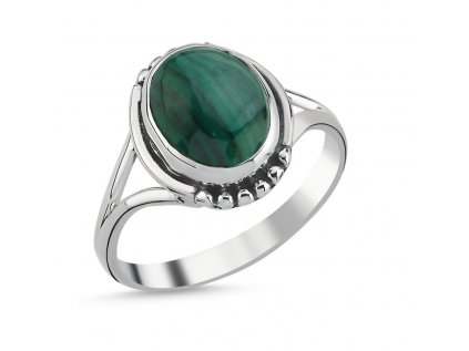 Strieborný prsteň MALACHIT - zelený prírodný kameň zo strieborníctva OLIVIE.