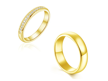 Snubný strieborný prsteň PRAMÍNEK GOLD je pozlátený 18K zlatom s viacvrstvovým pokovovaním. OLIVIE.