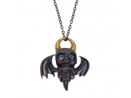 Strieborný náhrdelník Diabolský netopýr pre Adamsovu rodinu a hlavne Wednesday. OLÍVIA.