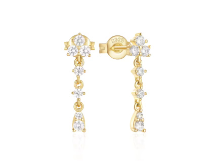 Strieborné náušnice ELSA GOLD pozlátené 18K zlatom.