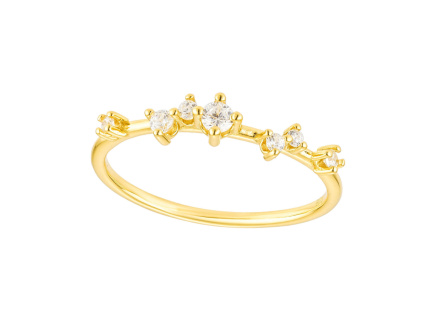 Strieborný prsteň HVĚZDNÉ NEBE GOLD je pozlátený 18K zlatom. OLIVIE.