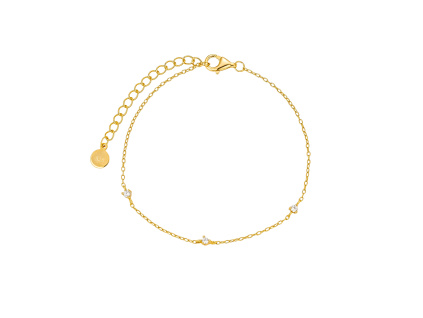 28310 stribrny naramek tri sestry gold je pozlaceny 18k zlatem a ma nastavitelnou delku od 17 cm do 21 cm