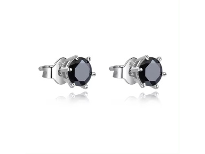 Strieborné náušnice 5 mm BLACK z rodinného šperkárstva OLIVIE.
