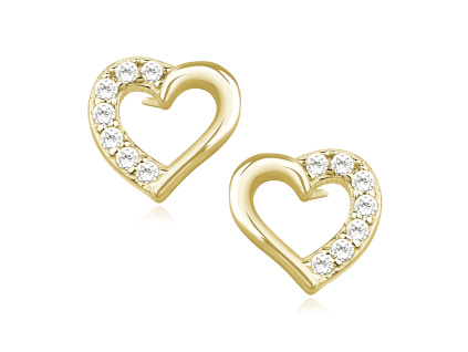 Strieborné náušnice SRDCE GOLD sú pozlátené 14K zlatom od OLIVIE.cz