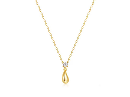 Strieborný náhrdelník KAPKA GOLD je pozlátený 18K zlatom.
