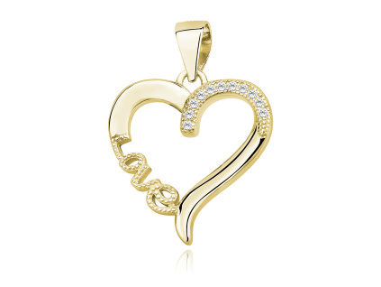 Strieborný prívesok SRDCE LOVE GOLD pozlátený 14K zlatom od Olivie.