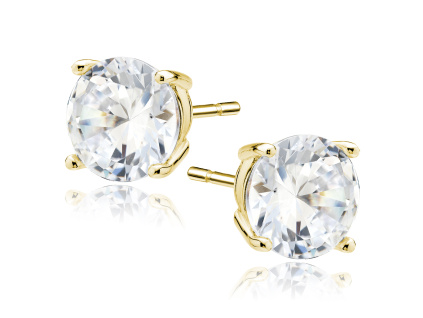 Strieborné náušnice 8mm GOLD pozlátené 14K zlatom od Olivie.