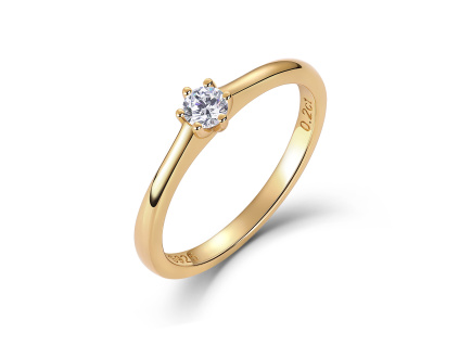 Zásnubný strieborný prsteň DIAMANT 0,2ct GOLD. Prsteň s diamantom od Olivie.