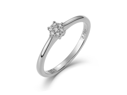 Zásnubný strieborný prsteň PRÍRODNÝ DIAMANT 0,06ct od Olivie.