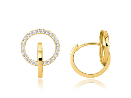 31318 2 zlate nausnice krouzky s bilymi zirkony au 585 1000